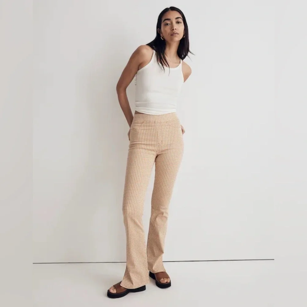 Madewell Pull-On Skinny Flare Jeans in Mini Check - Picture 1 of 5